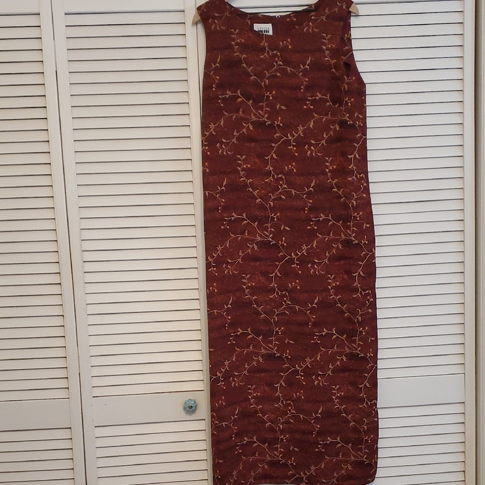 Leslie Fay Elegant Floral Sleeveless Burgundy Dress, Size 18 - Picture 2 of 13